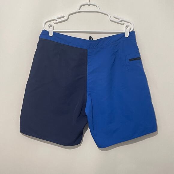 Patagonia Swim Trunks Mens 36 Blue Gray 100% Nylon Zipper Pocket Wavefarer UPF - Picture 2 of 12